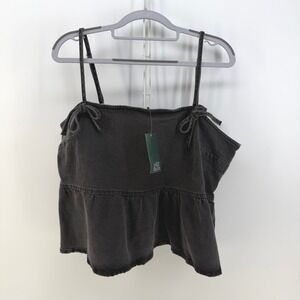 Wild Fable Denim Cami Top Womens XL Gray Wash Ruffle Bow Peplum Boho‎ Grunge Y2K